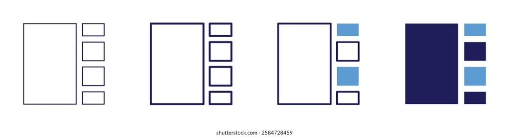 Distributed grid icon in 4 different styles. Thin Line, Line, Bold Line, Duotone. Duotone style. Editable stroke.