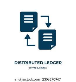 verteiltes Ledger-Vektorsymbol. ausgeschüttete Ledger, Zahlung, Austausch gefüllter Symbole aus dem flachen Kryptowährungskonzept. Isolierte schwarze Glyphe-Symbol, Vektorgrafik-Symbol-Element für Webdesign und 