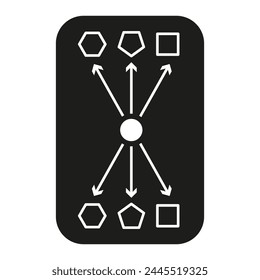 Distributed network icon. Central connection point. Hexagon and square nodes. Symmetric layout. Vector illustration. EPS 10