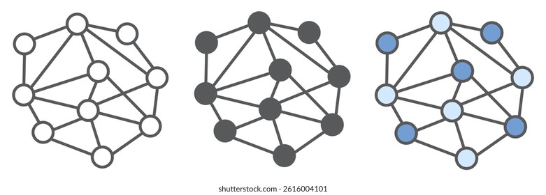 Distributed network icon collection, connect and marketing, distribution network vector icon set, vector graphics, editable stroke outline sign, eps 10