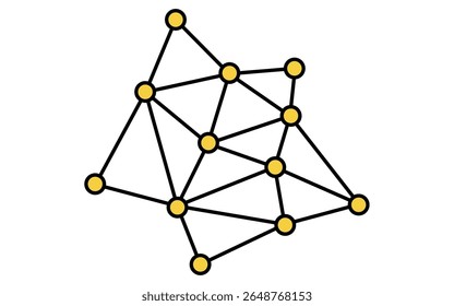Distributed network and node structure isometric line icon with interconnected points and lines, Vector Illustration