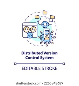 Distributed version control system concept icon. Code changes management abstract idea thin line illustration. Isolated outline drawing. Editable stroke. Arial, Myriad Pro-Bold fonts used