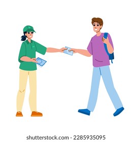 distributing flyer vector. distributor marketing, advertising advertisement, promotion sale, boy character, human store distributing flyer character. people flat cartoon illustration