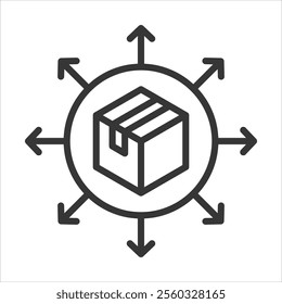 Distributing Outline Icon Vector Illustration
