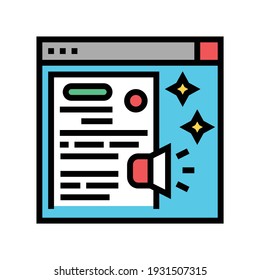 distribución del vector de color de la nota de prensa. distribuyendo la señal de comunicado de prensa. ilustración de símbolo aislado