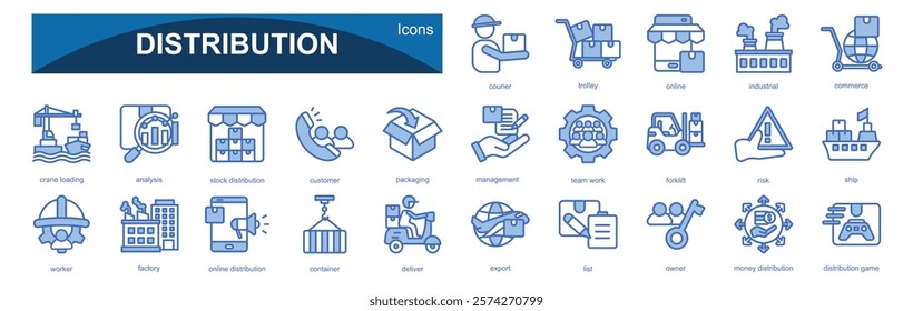  Distribution  25 icons sets blue  with  design
