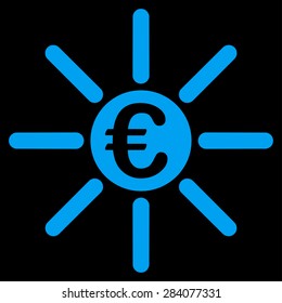 Distribution from BiColor Euro Banking Icon Set. Vector style: flat, blue symbol, rounded angles, black background.