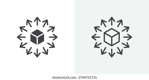 Distribution box icon. collection of editable stroke line and solid flat styles.