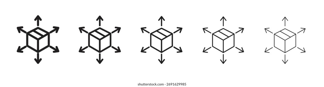 Ilustración vectorial de stock de concepto de conjunto de logotipo de icono de caja de distribución.