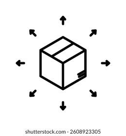 Distribution center icon with clean, professional design. Ideal for logistics, warehouse, supply chain, and delivery systems. High-quality vector, fully scalable and easy to customize.