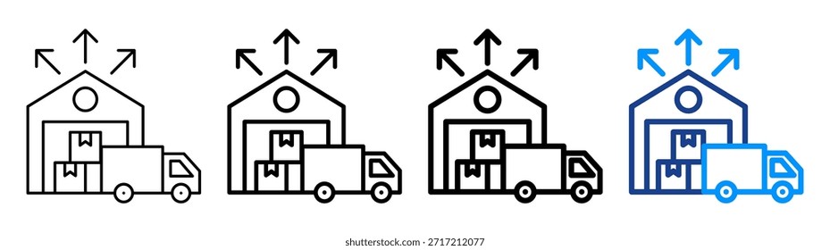 Conjunto de Colección de contorno diferente del icono del centro de distribución