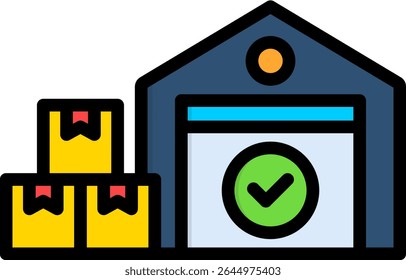 Ilustração do vetor de cor linear do ícone do centro de distribuição