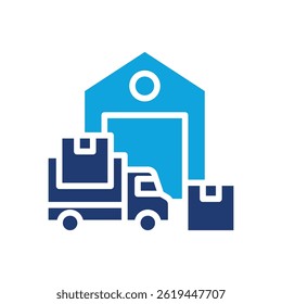 Icono de centro de distribución Ilustración vectorial mixta