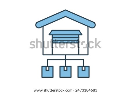 Distribution center icon. icon related to supply chain. suitable for web site, app, user interfaces, printable etc. flat line icon style. simple vector design editable