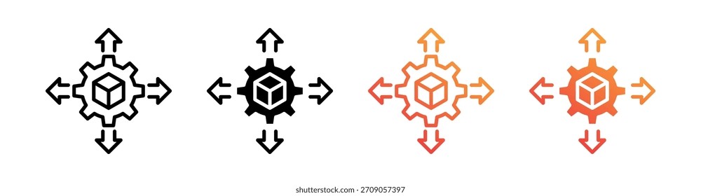Vector de conjunto de iconos de estilo múltiple del centro de distribución