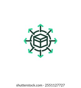 Ícone sólido do centro de distribuição. sinal de estilo linear para conceito móvel e web design. Ícone de vetor de contorno. Símbolo, ilustração de logotipo. Gráfico vetorial