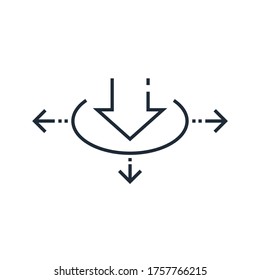 Centro de distribución. Icono lineal vectorial aislado en fondo blanco.