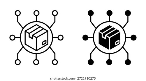 Icono de canal de distribución. Línea con trazo editable y plano para el Web