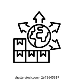 Ilustración vectorial de línea de icono de canal de distribución