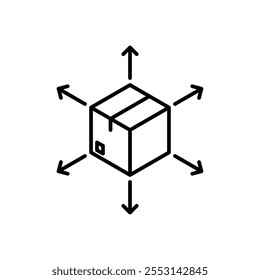 Logotipo lineal del icono del canal de distribución aislado