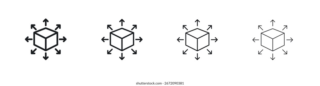 Icono de canal de distribución. líneas de trazos mínimos para Diseños web