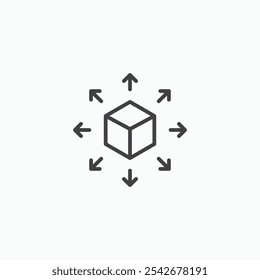 Icono de canal de distribución en color negro