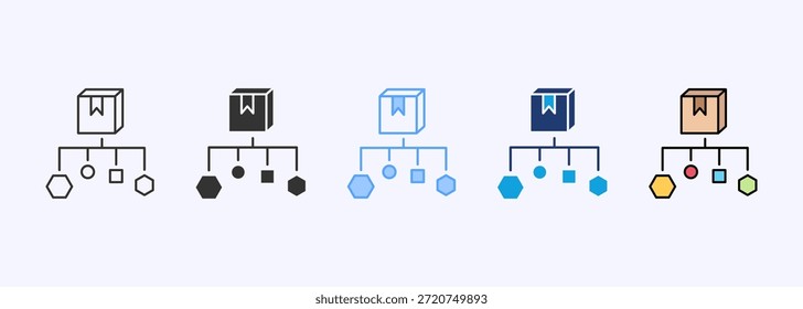 Conjunto de iconos de canal de distribución Multistyle Varios elementos de Colección para diseño
