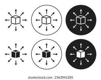 conjunto de iconos vectoriales de canal de distribución en color negro. Adecuado para aplicaciones y diseños de interfaz de usuario de sitios web