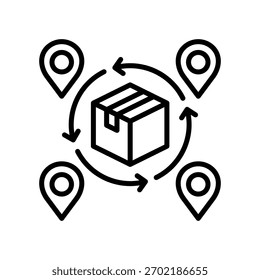 Ilustración vectorial de línea de iconos de canales de distribución