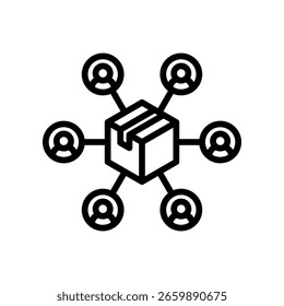 Icono de canales de distribución Ilustración vectorial de contorno