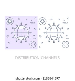 distribution channels Modern flat color line vector icon