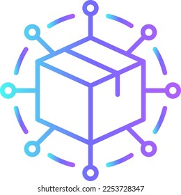 Distribution Delivery service icon with blue gradient outline style. Related to order tracking, delivery home, warehouse, truck, scooter, courier and cargo icons. Shipping symbol. Vector illustration