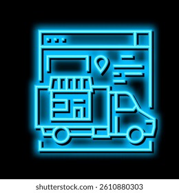 distribution and delivery service neon light sign vector. distribution and delivery service illustration