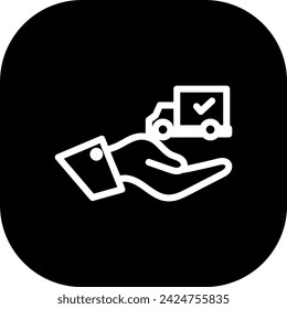 Distribution delivery services icon with black filled outline style. distribution, delivery, cargo, warehouse, business, shipping, transportation. Vector illustration