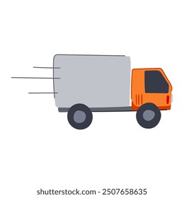 distribution delivery truck cartoon. parcel fleet, ing dispatch, route driver distribution delivery truck sign. isolated symbol vector illustration