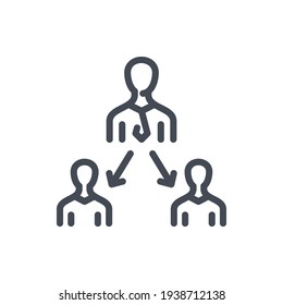 Distribution of duties line icon. Business structure and management vector outline sign.