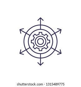 distribution, expansion vector line icon