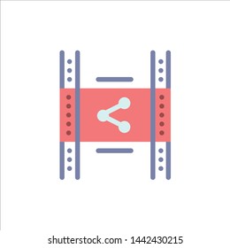 Distribution, Film, Movie, P2p, Share  Flat Color Icon. Vector icon banner Template