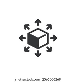 Distribution flat glyph icon. Perfect pixel on transparent background