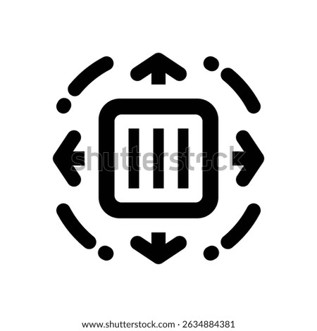 distribution glyph icon. Strong and solid vector icon for websites, mobile interfaces, presentations, and visual branding. High quality and easy to edit.