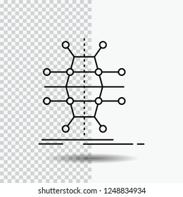 Distribution, grid, infrastructure, network, smart Line Icon on Transparent Background. Black Icon Vector Illustration