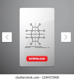 Distribution, grid, infrastructure, network, smart Line Icon in Carousal Pagination Slider Design & Red Download Button