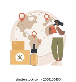 Distribution Of Hemp Products Abstract Concept Vector Illustration. Retail Cannabis Business, Marijuana Sales Market, Order Online, Hemp Extract, Food Supplement, Wholesale Abstract Metaphor.