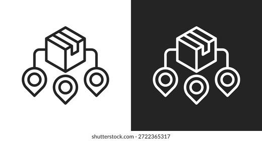Icono de distribución en estilo de línea en blanco y negro