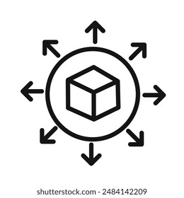 distribution icon black and white vector sign