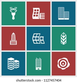 Distribution icon. collection of 9 distribution filled icons such as modern curved building, cargo, bar code scanner, building. editable distribution icons for web and mobile.