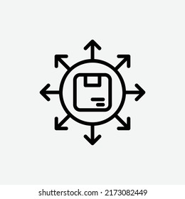  icono de distribución, icono de modelo de negocio aislado en fondo gris claro, perfecto para sitio web, blog, logotipo, diseño gráfico, medios sociales, interfaz de usuario, aplicación móvil