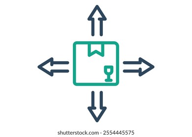 Distribution icon. line icon style. product with arrow. icon related to procurement. procurement management elements vector illustration