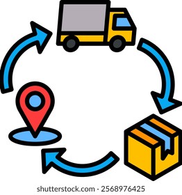 Distribution Icon Lineal Color Vector Illustration