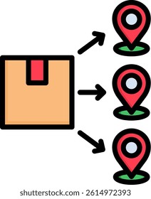Distribution Icon Lineal Color Vector Illustration